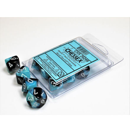 Gemini Black-Shell/white Set of Ten d10s