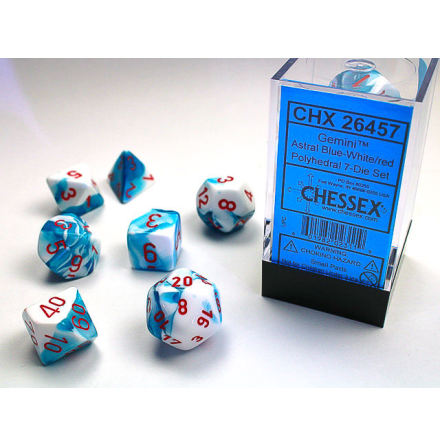 Gemini Polyhedral Astral Blue-White/red 7-Die Set