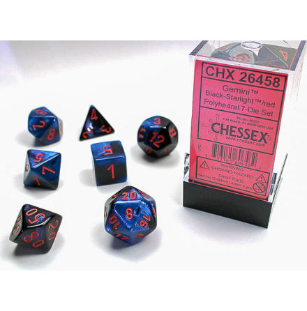 Gemini Polyhedral Black-Starlight/red 7-Die Set