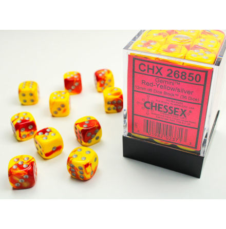 Gemini 12mm d6 Red-yello/silver Dice Block (36 dice)