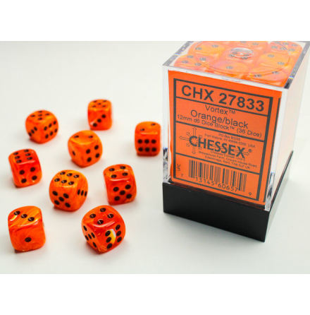 Vortex 12mm d6 Orange/black Dice Block (36 dice)