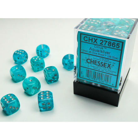 Cirrus 12mm d6 Aqua/silver Dice Block (36 dice)