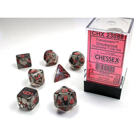 Translucent Polyhedral Smoke/red 7-Die Set