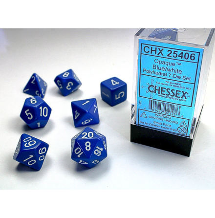 Opaque Polyhedral Blue/white 7-Die Set