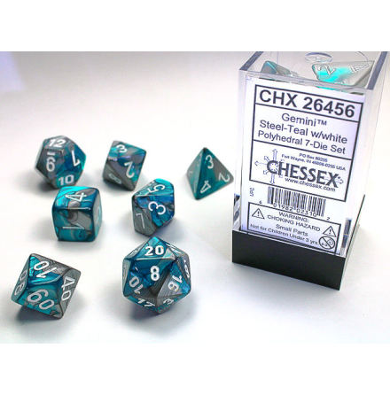 Gemini Polyhedral Steel-teal/white 7-Die Set