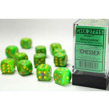 Vortex 16 mm d6 Slime/yellow Dice Block (12 dice)