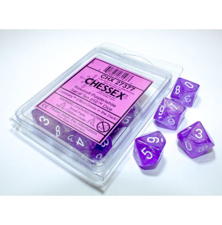 Borealis Purple/white Luminary Set of Ten d10s