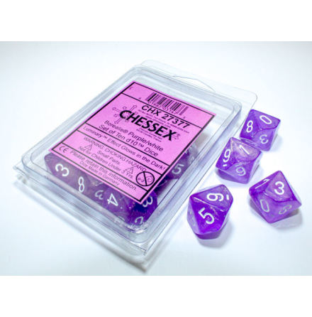 Borealis® Purple/white Luminary Set of Ten d10s