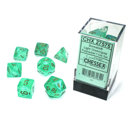 Borealis Polyhedral Light Green/gold Luminary 7-Die Set