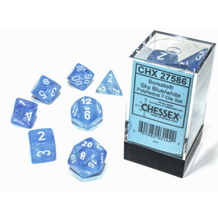 Borealis Polyhedral Sky Blue/white 7-Die Set