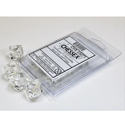 Translucent Clear/white Set of Ten d10s