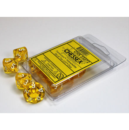 Translucent Yellow/white Set of Ten d10s