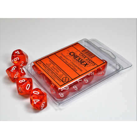 Translucent Orange/white Set of Ten d10s