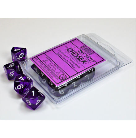 Translucent Purple/white Set of Ten d10s