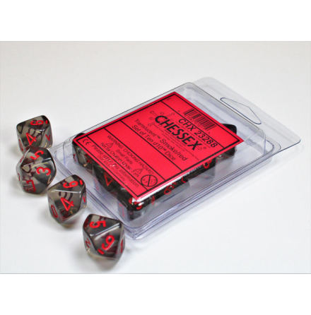 Translucent Smoke/red Set of Ten d10s