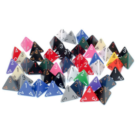 Opaque Bag of 50 Assorted Polyhedral d4 Dice