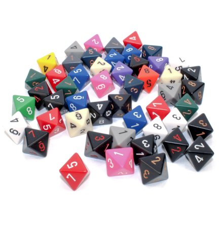 Bag of 50 Asst. Loose Opaque Polyhedral d8 Dice