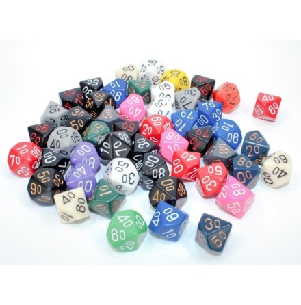 Bag of 50 Asst. Loose Opaque Poly. Tens 10 Dice