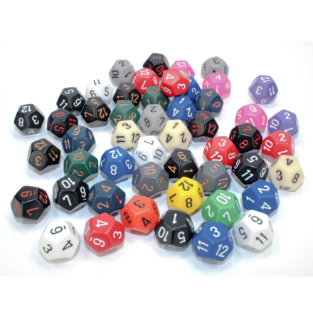Bag of 50 Asst. Loose Opaque Polyhedral d12 Dice