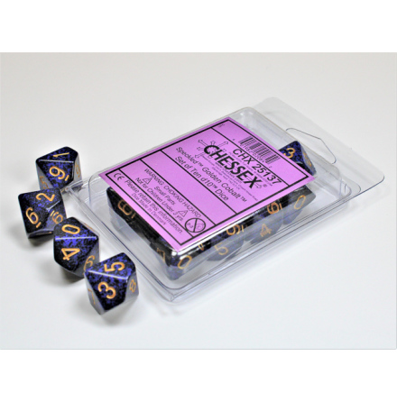 Golden Cobalt  Speckled Polyhedral Ten d10 Set