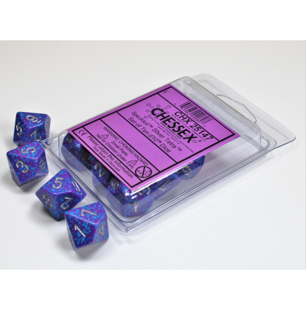 Silver Tetra™ Speckled Polyhedral Ten d10 Set