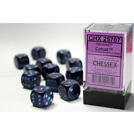 Speckled 16mm d6 with pips Cobalt™ Dice Block (12 dice)