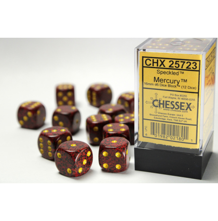 Speckled 16mm d6 with pips Mercury™ Dice Block (12 dice)