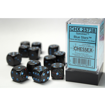 Speckled 16mm d6 with pips Blue Stars™ Dice Block (12 dice)