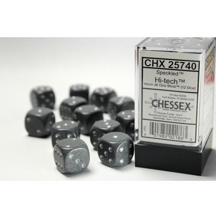 Speckled 16mm d6 with pips Hi-Tech™ Dice Block (12 dice)