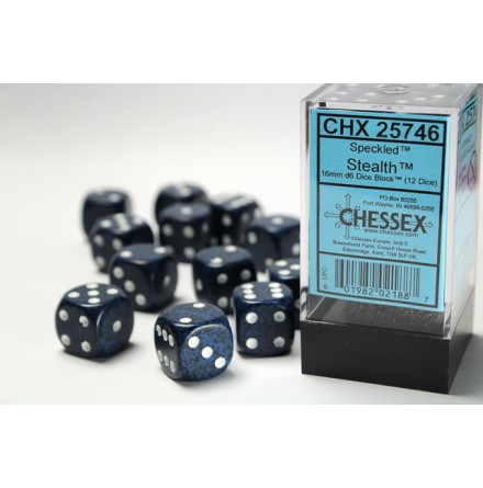 Speckled 16mm d6 with pips Stealth™ Dice Block (12 dice)