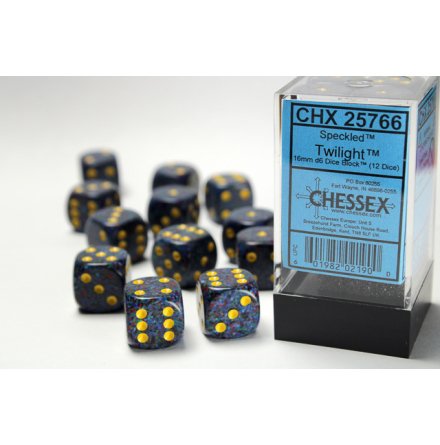Speckled 16mm d6 with pips Twilight™ Dice Block (12 dice)