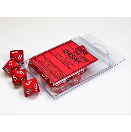 Opaque Polyhedral Ten d10 Set Red/white