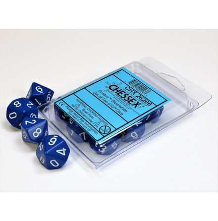 Opaque Polyhedral Ten d10 Set Blue/white