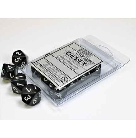 Opaque Polyhedral Ten d10 Set Black/white