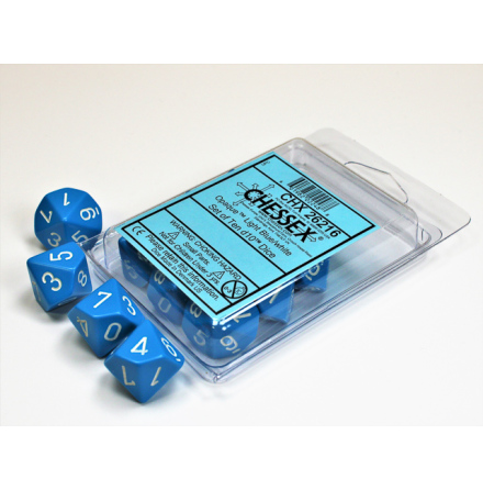 Opaque Polyhedral Ten d10 Set Light Blue/white