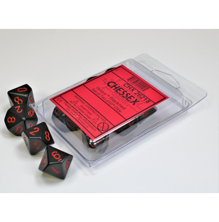 Opaque Polyhedral Ten d10 Set Black/red