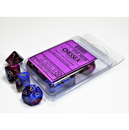 Gemini Blue-Purple w/gold Set of Ten d10s