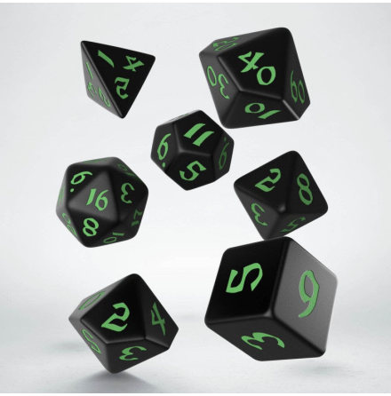 Classic Runic Black &amp; Green Dice Set (7)