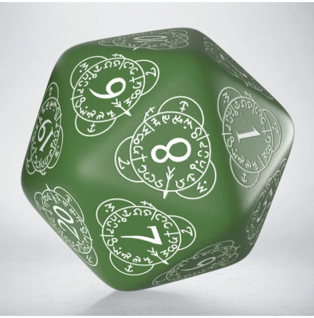 D20 Level Counter Green &amp; white Die (1)