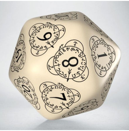 D20 Level Counter Beige &amp; black Die (1)