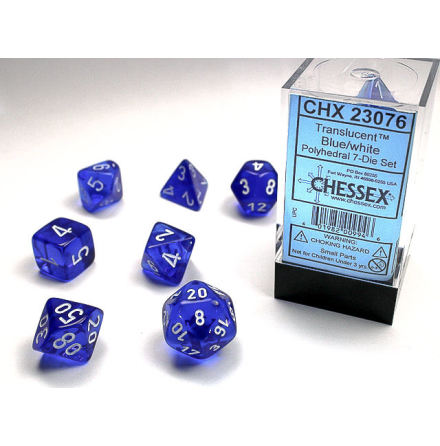 Translucent Polyhedral Blue/white 7-Die Set