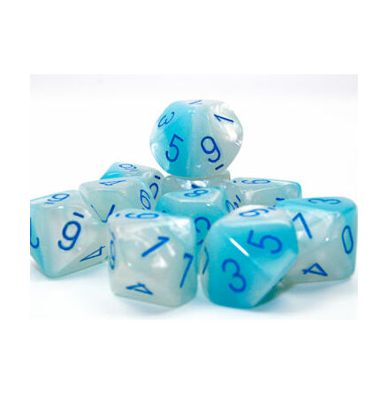Gemini® Pearl Turquoise-White/blue Luminary™ Set of 10 d10s