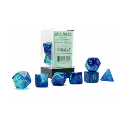 Gemini Polyhedral Blue-Blue/light blue Luminary 7-Die Set