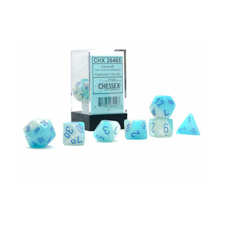 Gemini® Polyhedral Pearl Turquoise-White/blue Luminary™ 7-Die Set