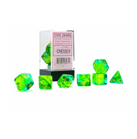 Gemini Polyhedral Translucent Green-Teal/yellow 7-Die Set