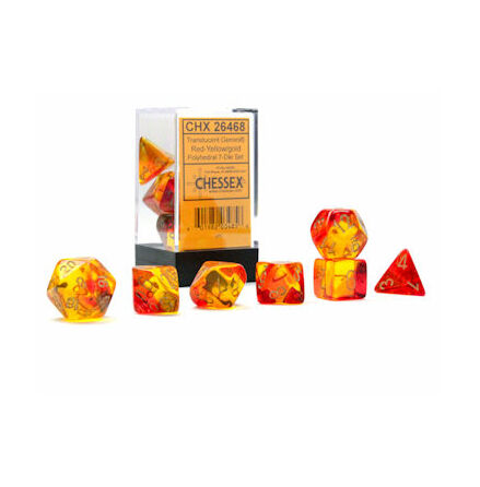 Gemini Polyhedral Translucent Red-Yellow/gold 7-Die Set