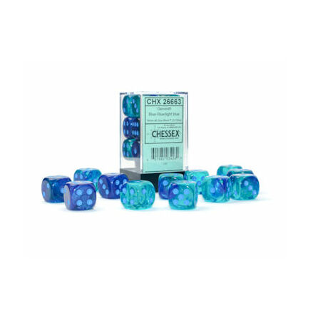 Gemini16mm d6 Blue-Blue/light blue Luminary Dice Block (12 dice)