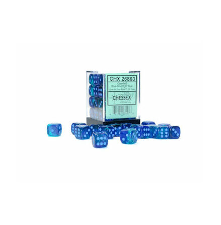 Gemini® 12mm d6 Blue-Blue/light blue Luminary™ Dice Block™ (36 dice)