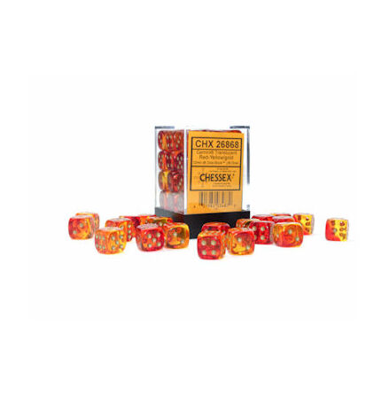 Gemini® 12mm d6 Translucent Red-Yellow/gold Dice Block&trade; (36 dice)
