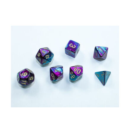 Gemini Mini-Polyhedral Purple-Teal/gold 7-Die Set